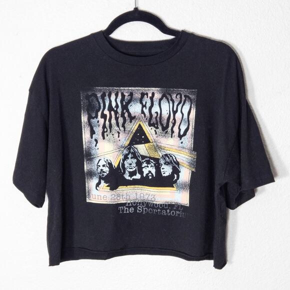 Pink Floyd Crop Tee Alt Girl Style 70s Nostalgia Tour Graphic Lo-Fi Streetwear M - Picture 1 of 4